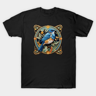 Eastern Bluebird Burst Embroidered Patch T-Shirt